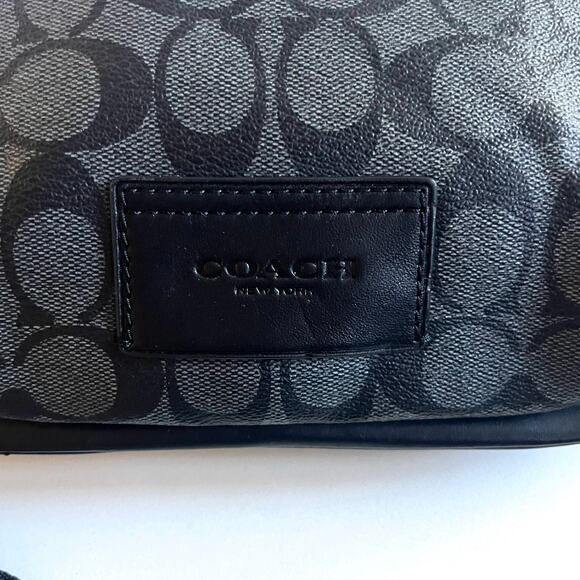 COACH League Belt Bag In Signature Print, Black Leather, Unisex - Picture 9 of 14